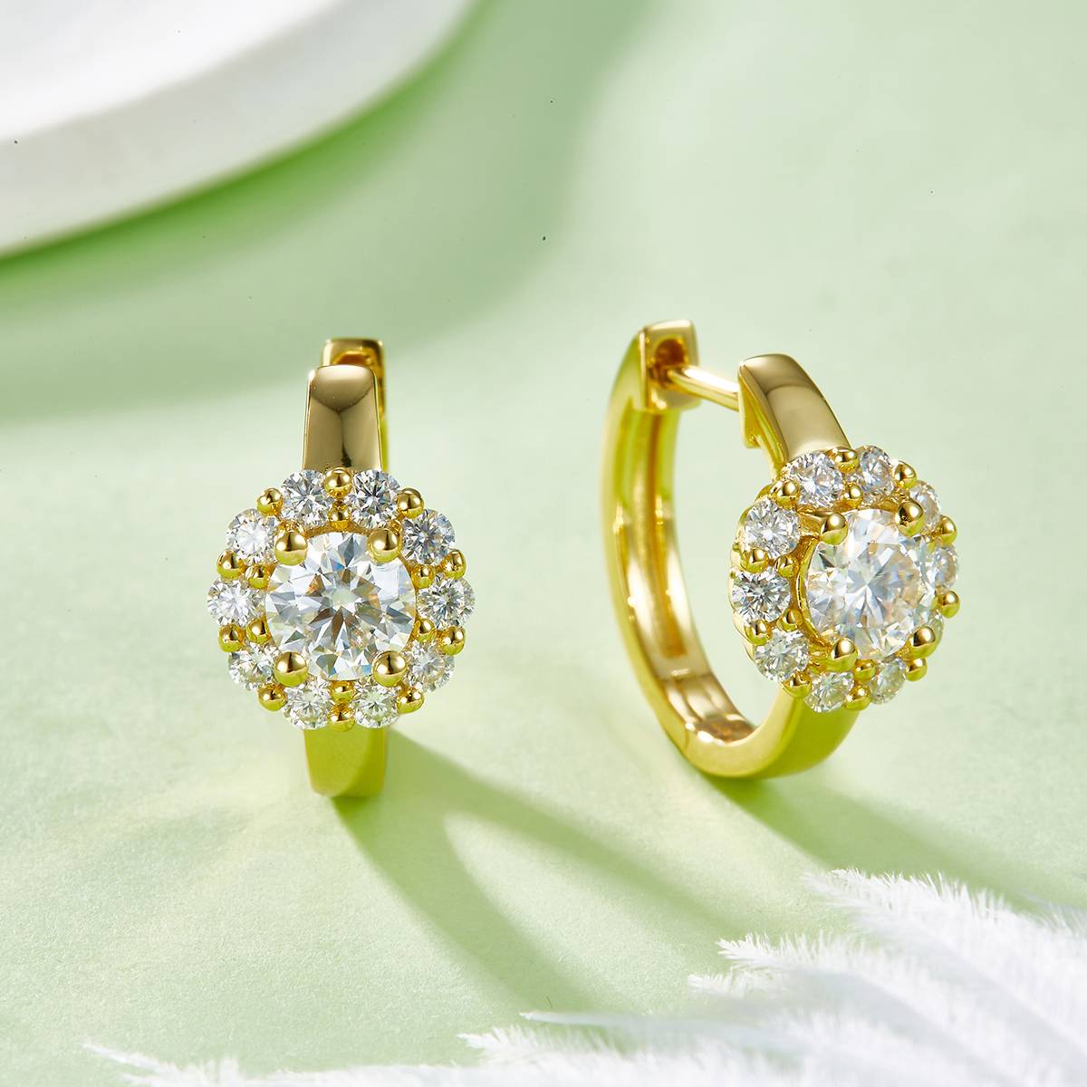 Sunflower Four Claw Earrings S925 Silver Moissanite Grade D 1.6CT
